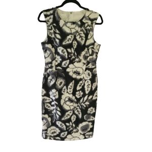 DONNA MORGAN floral sleeveless sheath dress, black and white